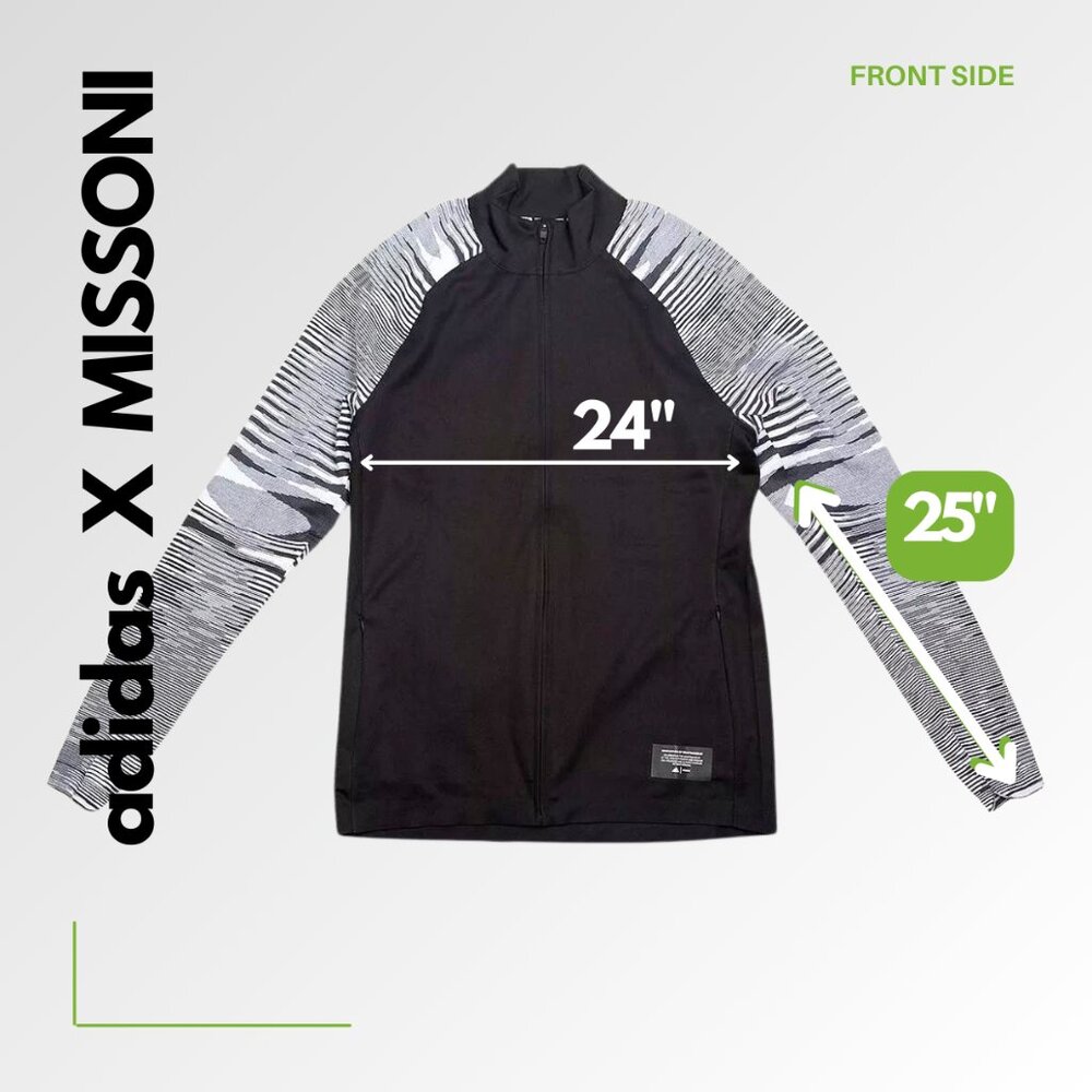 ADIDAS X MISSONI Men's 'PHX' Knit Space-Dyed Melange Jacket Black/White/Gray - L - Picture 10 of 13
